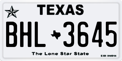 TX license plate BHL3645