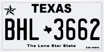 TX license plate BHL3662