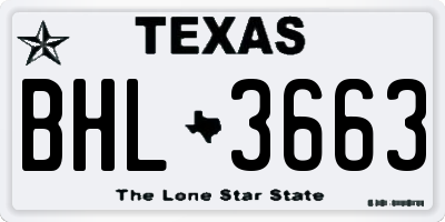 TX license plate BHL3663