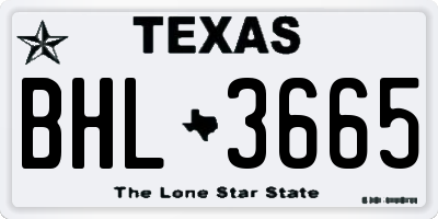 TX license plate BHL3665