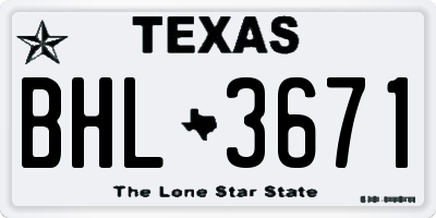 TX license plate BHL3671