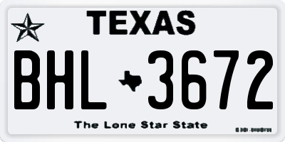 TX license plate BHL3672