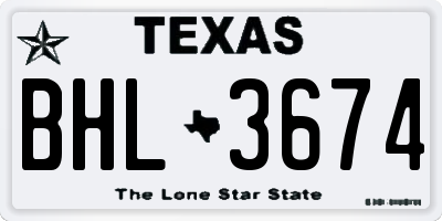 TX license plate BHL3674