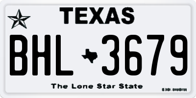 TX license plate BHL3679