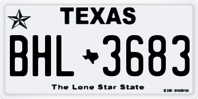 TX license plate BHL3683