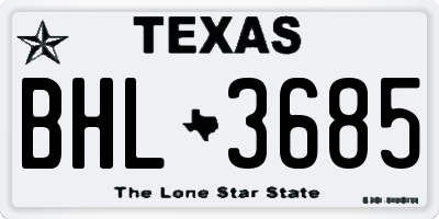 TX license plate BHL3685