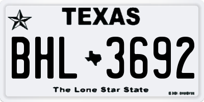 TX license plate BHL3692