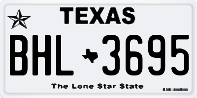 TX license plate BHL3695