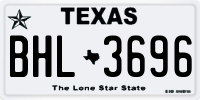 TX license plate BHL3696