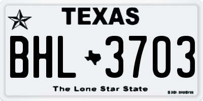 TX license plate BHL3703