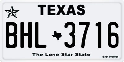 TX license plate BHL3716