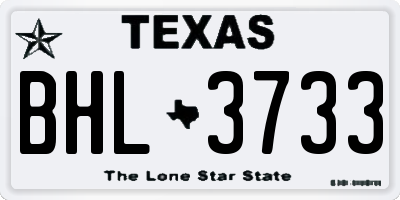 TX license plate BHL3733