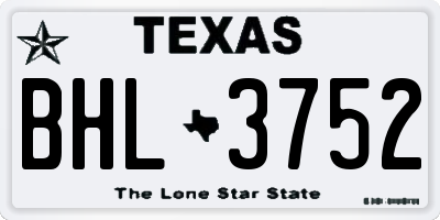 TX license plate BHL3752