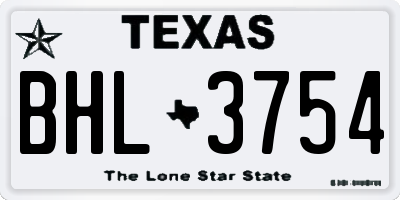 TX license plate BHL3754