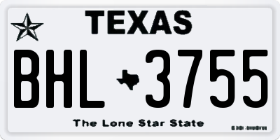 TX license plate BHL3755