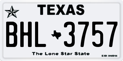 TX license plate BHL3757