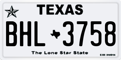 TX license plate BHL3758
