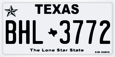 TX license plate BHL3772