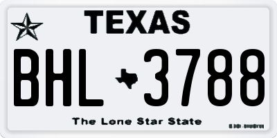 TX license plate BHL3788