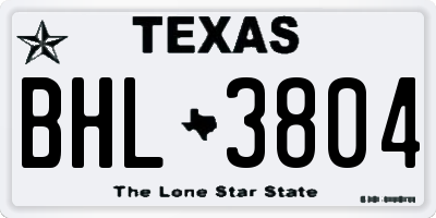 TX license plate BHL3804