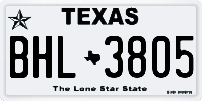 TX license plate BHL3805