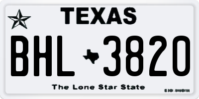 TX license plate BHL3820
