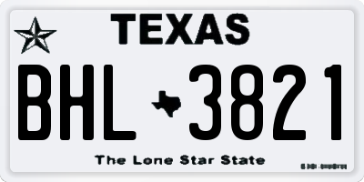 TX license plate BHL3821