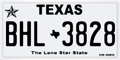 TX license plate BHL3828