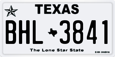 TX license plate BHL3841