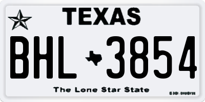 TX license plate BHL3854