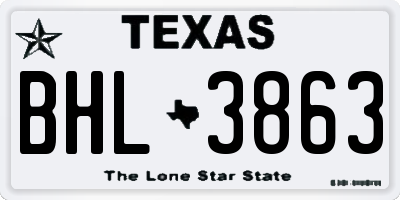 TX license plate BHL3863