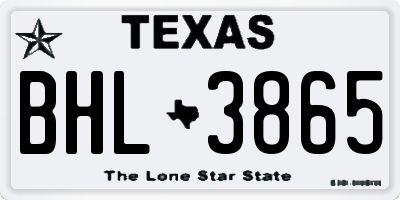 TX license plate BHL3865
