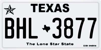 TX license plate BHL3877
