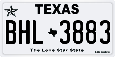TX license plate BHL3883