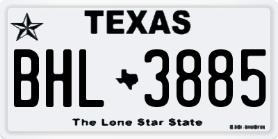 TX license plate BHL3885