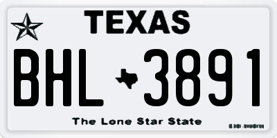 TX license plate BHL3891