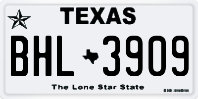 TX license plate BHL3909