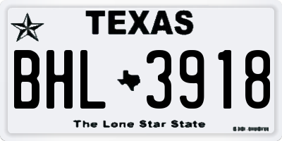 TX license plate BHL3918