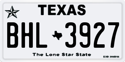 TX license plate BHL3927