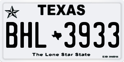 TX license plate BHL3933