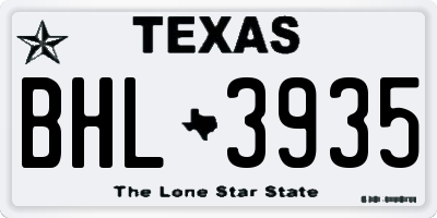 TX license plate BHL3935