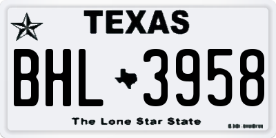 TX license plate BHL3958