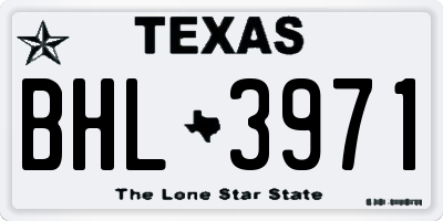 TX license plate BHL3971