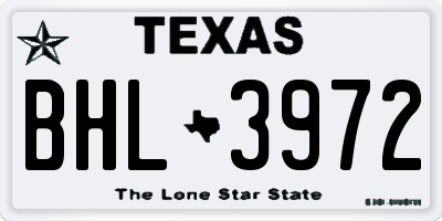 TX license plate BHL3972