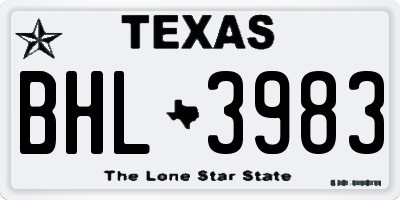 TX license plate BHL3983