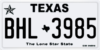 TX license plate BHL3985