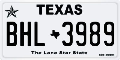 TX license plate BHL3989