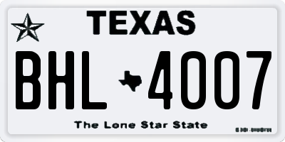 TX license plate BHL4007