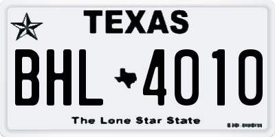 TX license plate BHL4010