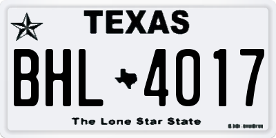 TX license plate BHL4017